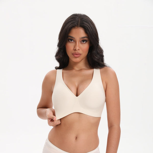 Seamless T-Shirt Sports Bra with Wireless Push-Up Lift